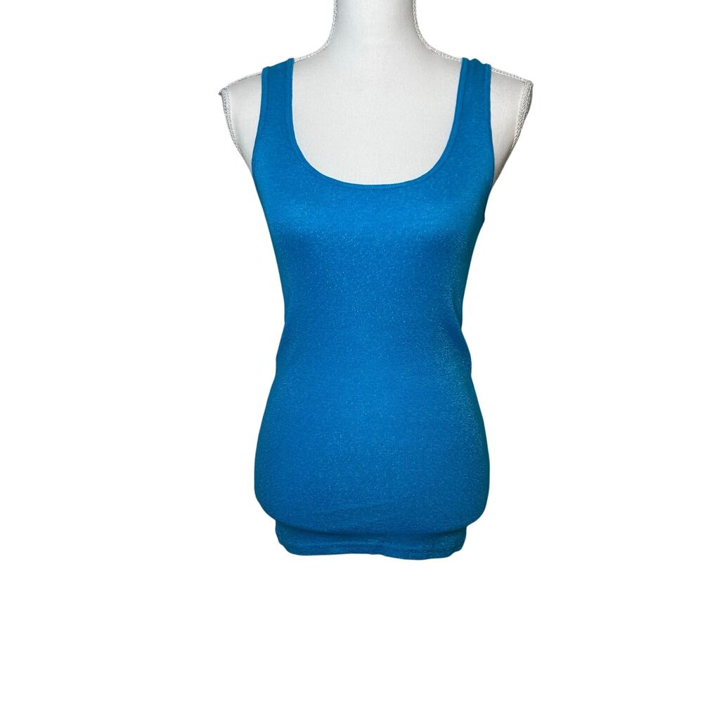 Michael Stars shimmer shine bright blue scoop neck tunic tank one size